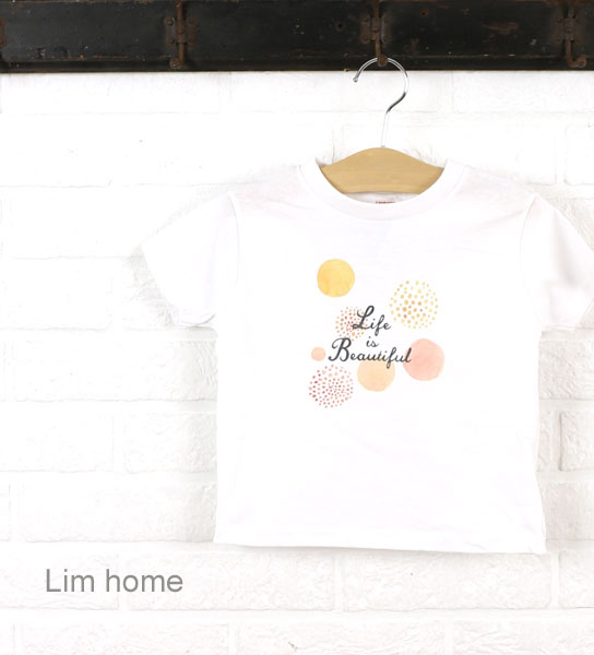 【50%OFF】【LINEクーポン有】リムホーム Lim Home コットン LIFE IS BEAUTIFULプリント Tシャツ outlet ・LH-Z012-3…