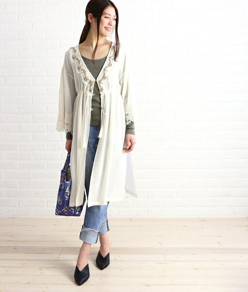 【50%OFF】(ベアトリス BEATRICE) 楊柳 ビジュー レース ガウンワンピース カーディガン・E12116-0041801(レディース)(last_1)