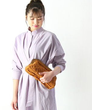 【30%OFF】【バグマティ The Bagmati】コットンマクラメ 模様編み クラッチバッグ・6460C-0241901【レディース】