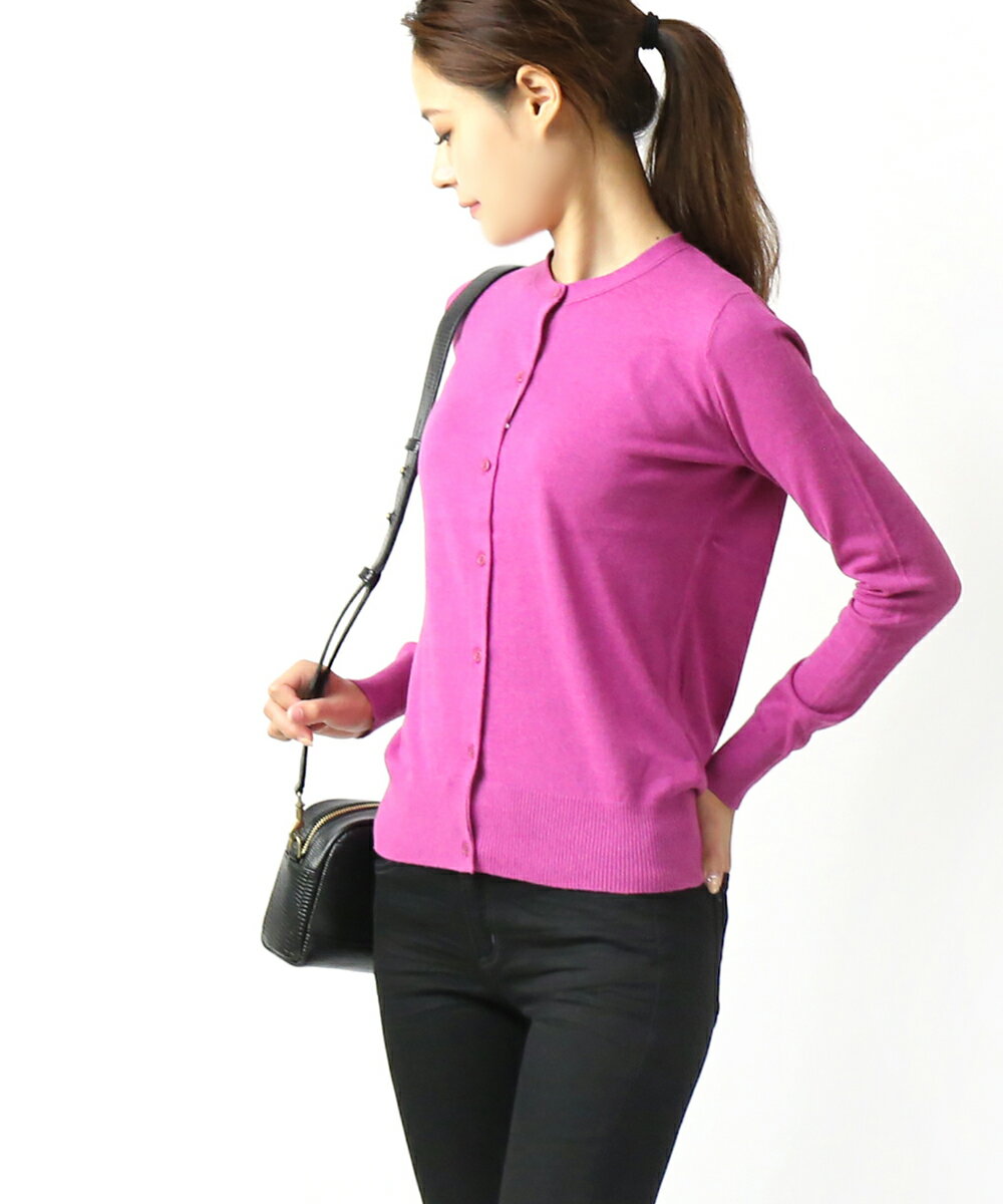 スリードッツ three dots コットンメランジ 天竺編み 長袖 クルーネック カーディガン・IF735Y-0441902(レディース)のサムネイル