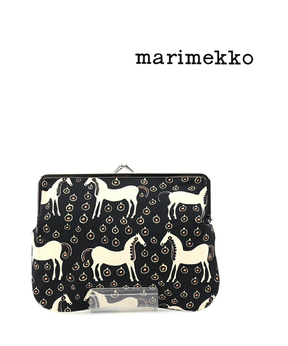 【20%OFF】【マリメッコ marimekko】コットン がま口ポーチ メイクポーチ 小物入れ PUOLIKAS KUKKARO MUSTA TAMMA ムスタ タンマ・52214290136-0062102【メール便可能商品】[M便 5/5]【レディース】