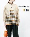 【50%OFF】リブレワークス LIBRE WORKS 先染20sビエラチェック×ネル表面起毛 チェック柄 切り替えシャツ オーバーサイズシャツ・746811-2002202(レディース)(4)