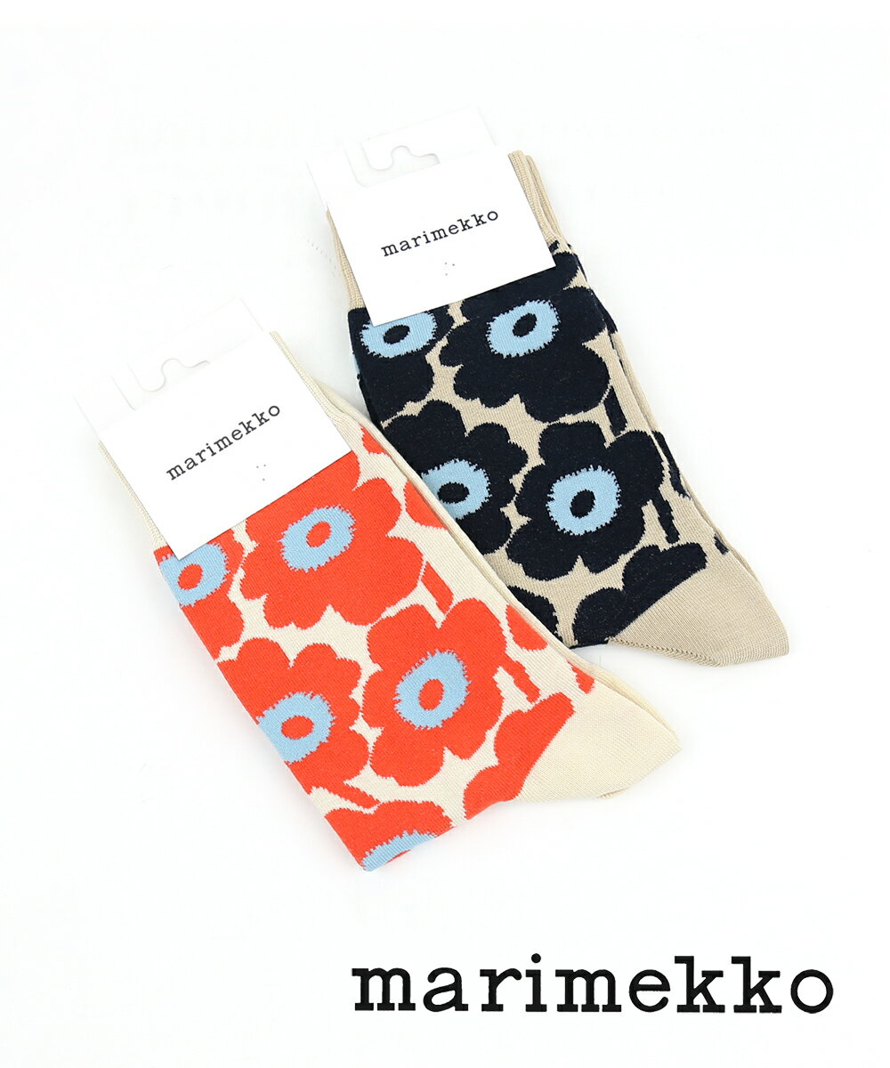 【20%OFF】【LINEクーポン有】マリメッコ 靴下 marimekko ブルー レッド コットン混 ウニッコ柄 クルー丈 花柄 北欧 ブランド ショートソックス KIRMAILLA UNIKKO・52233191725-0062301(メール便可能商品)[M便 3/5](レディース)(クーポン対象外)