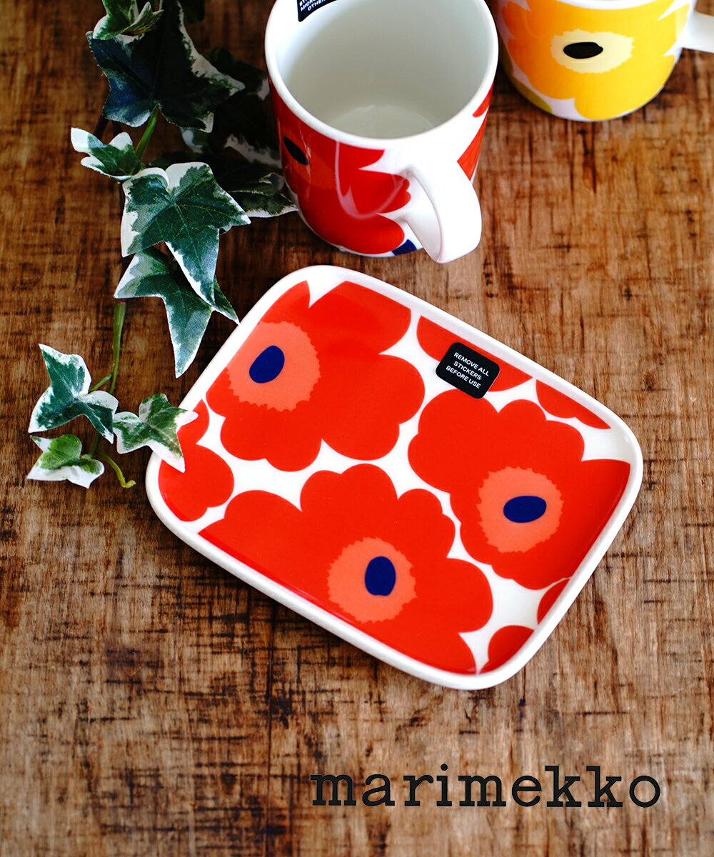 【6/2まで11%OFFクーポン発行中】【LINEクーポン有】マリメッコ marimekko ウニッコ柄 スクエアプレート 角皿 UNIKKO PALATE 15×12CM・5263163436-0062301(レディース)(1F-W)(クーポン対象外)