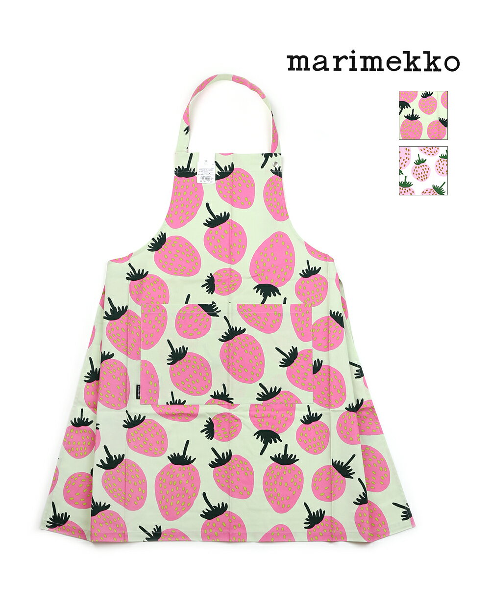 マリメッコ　エプロン 【LINEクーポン有】マリメッコ marimekko コットン マンシッカ いちご柄 エプロン P.MANSIKKA APRON・52239472457-0062301(メール便可能商品)[M便 5/5](レディース)(クーポン対象外)