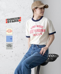 【20%OFF】スクリーンスターズ SCREEN STARS Tシャツ 半袖 リンガーTシャツ カットソー プリント ロゴ ワンポイント クルーネック 大人カジュアル ・2322-218IN-B-3772301(メール便可能商品)[M便 5/5](レディース)(クーポン対象外)