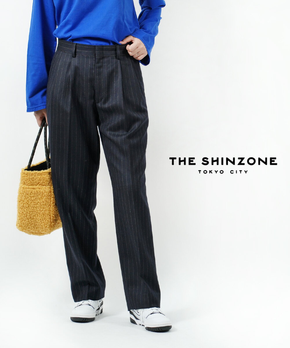 【20%OFF】【LINEクーポン有】ザ シンゾーン THE SHINZONE パンツ スラックス クライスラーパンツ ロングパンツ ストライプ センタープレス タックパンツ 2タック・23AMSPA03-4432302(レディース)