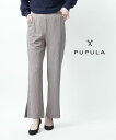 【ポイント2倍】【LINEクーポン有】ププラ PUPULA アクアリブ サイドスリット ストレートパンツ リブパンツ スリットパンツ・316013-014210...