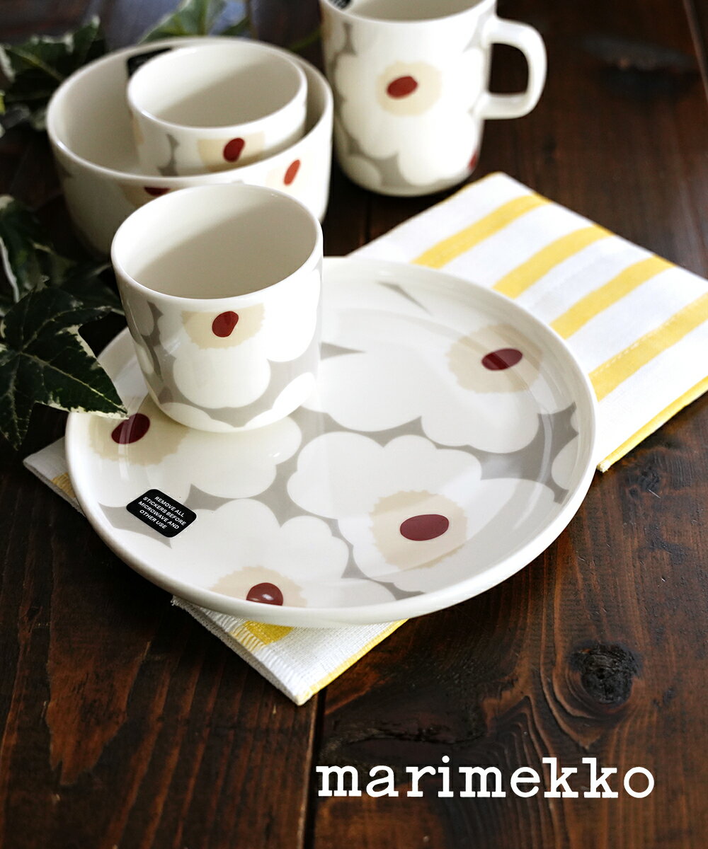 【6/2まで11%OFFクーポン発行中】【2024年春夏新作】マリメッコ marimekko 丸皿 ラウンドプレート 皿 食器 大皿 20cm ウニッコ 花柄 ライトグレー×ホワイト キッチン ギフト プレゼント 北欧 人気 かわいい おしゃれ 新色・52249473070-0062401(レディース)(1F-W)