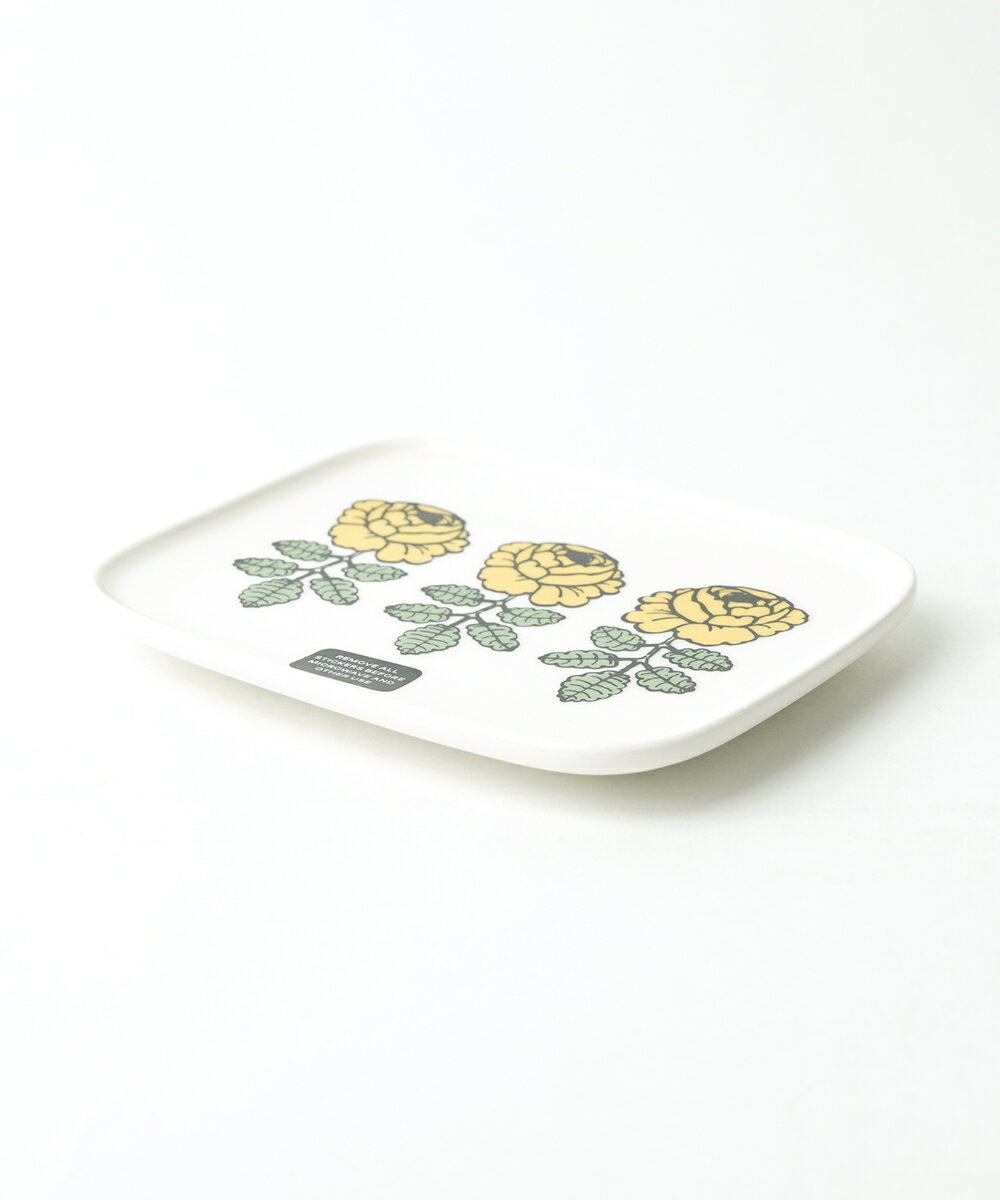 【2024年春夏新作】マリメッコ marimekko 皿 スクエアプレート 角皿 食器 取り皿 小皿 ヴィヒキルース ウェディングローズ 花柄 イエロー キッチン ギフト プレゼント 北欧 人気 母の日・52249473549-0062401(レディース)(1F-W) 2