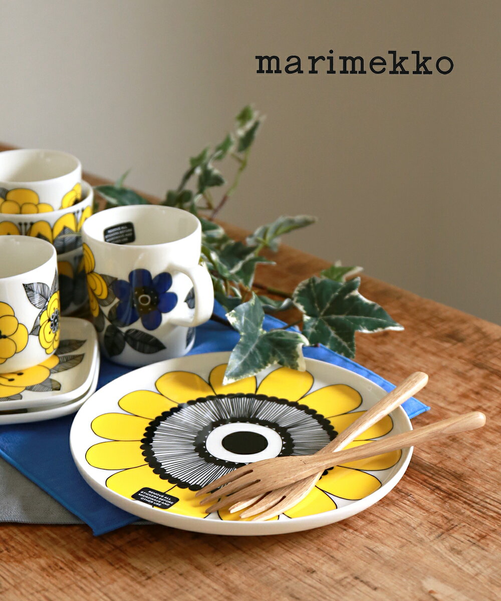 マリメッコ 【5/18～20限定11%OFFクーポン対象】【2024年春夏新作】マリメッコ marimekko 丸皿 ラウンドプレート 皿 食器 大皿 20cm ケスティット ケスティト 花柄 フラワープリント イエロー キッチン ギフト プレゼント 北欧 人気 母の日・52249467926-0062401(レディース)(1F-W)