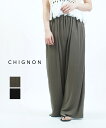 【20%OFF】【LINEクーポン有】【2025年春夏新作】シニヨン CHIGNON ワイドパンツ イージーパンツ タックパンツ ボトムス ウエストゴム 体型カバー きれいめ リラクシー・3552-182KK-5092501(レディース)(◎)