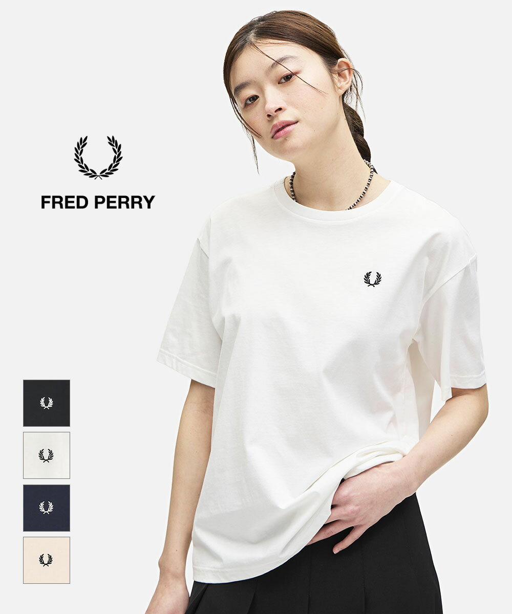 【20%OFF】【LINEクーポン有】【2025年春夏新作】フレッドペリー FRED PERRY Tシャツ カットソー 半袖 クルーネック ワンポイント ゆったり 綿 コットン シンプル おしゃれ・G1142-3872501(メール便可能商品)[M便 5/5](レディース)
