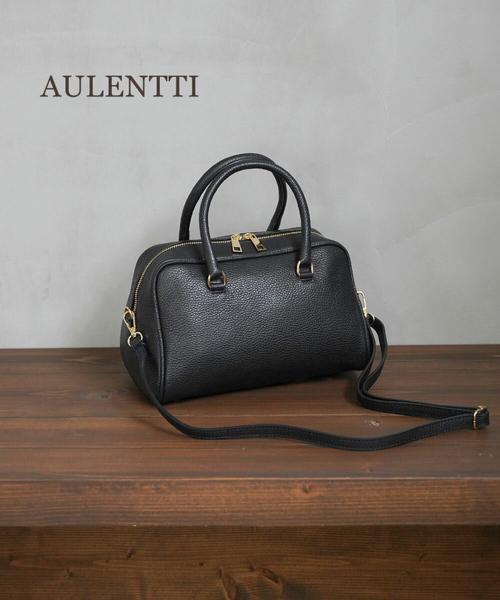 【20%OFF】【LINEクーポン有】【2025年秋冬新作】オウレンティ AULENTTI ショルダーバッグ ハンドバッグ ミニ ボストンバッグ レザー 斜め掛け 上品 フォーマル ブラック 黒 イタリア製・DI-3014-DO-0242502(レディース)
