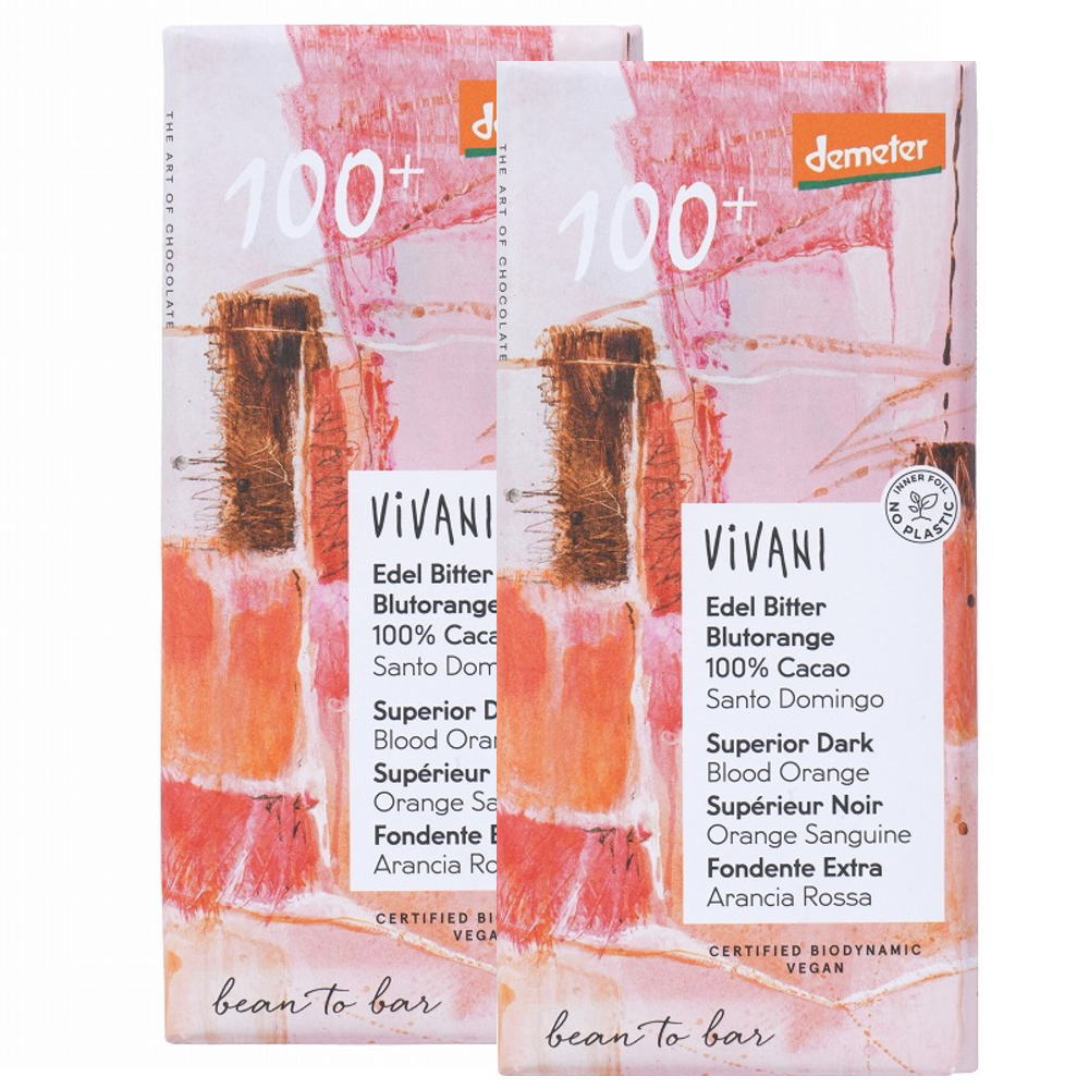【送料無料（メール便）】ヴィヴァーニ（Vivani）オーガニックチョコレート100% カカオ with ブラットオレンジ　デメタ 90gx2枚