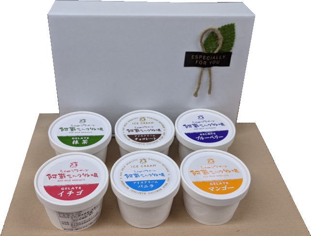 【冷凍】【あす楽】阿蘇ミルク牧場アイス・ギフトセット　120mlx6個セット（イチゴ、抹茶、ブルーベリー、マンゴー、バニラ、チョコ）のサムネイル