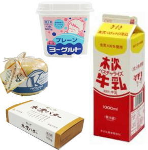 木次乳業は「食品製造業の要は、素材に尽きる」との思いを生乳つくりに込めています。奥出雲で育った健康な牛の乳から作られた乳製品を提供しています。 その中で人気の4点を選びました。 ■木次 パスチャライズ牛乳 1000ml 奥出雲で飼育された健康な牛から搾った新鮮な生乳を本来の性質や栄養を損なう事なく低温殺菌で熱処理した牛乳です。 ＊賞味期限は発送時点で2-3日です、ご注意下さい ■木次 プレーンヨーグルト・プラ容器 400g 本場ヨーロッパの味をそのままの正統派ヨーグルトです。 乳酸菌によるさわやかな酸味とヨーグルトの乳成分が絶妙なハーモニーを奏でます ■木次 プロボローネチーズ 380g 熱を加えると糸のように伸びる、パスタフィラタ系のハードチーズです。じっくり燻製してあり、非常になじみやすい風味です。 ■奥出雲木次バター（食塩不使用）　150g 奥出雲で育った健康な牛の乳を使用したバターです。 豊かな風味のやさしい味です