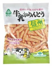 国産小麦由来の小麦粉をを主原料に、信州の牛乳だけで練り上げた、まろやかな風味のかりんとうです。小麦粉は国内産を100％使用しています。水を使用せず、牛乳だけで生地を練りこみました。揚げ油は米油を使用しています。 原材料： 小麦粉（小麦（国産））、砂糖（てん菜（国産））、牛乳（生乳（長野県産））、植物油脂（米油）、加糖れん乳、水飴、イースト、食塩