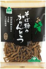 国産原料由来の小麦粉、そば粉使用。そば粉の風味を感じられる、ポリポリッと食感の良いかりんとうです。 原材料：小麦粉（小麦（国産））、砂糖（てん菜（国産））、植物油脂（米油）、そば粉（そば（国産））、水飴、イースト、食塩 ☆中止となった32732そばかりんとう の後継品。国産小麦粉・国産そば粉使用。 ☆国産原料由来の小麦粉、そば粉使用。そば粉の風味を感じられる、ポリポリッと食感の良いかりんとうです。 ☆ 国産原料のそば粉は色や風味が薄いものが多い中で一番風味を濃く表現できるそば粉を探しました。