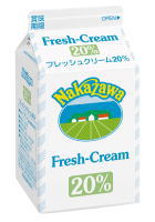 Nakazawaのフレッシュクリームラインナップで最も脂肪分の低いアイテム。 軽めに仕上げたいお料理、コーヒー・紅茶用クリームとしておすすめします。 ※ホイップはできません。 種類別：クリーム（乳製品） 成分　：乳脂肪分20.0％ 容量　：500ml 形状　：ゲープルトップ紙カートン