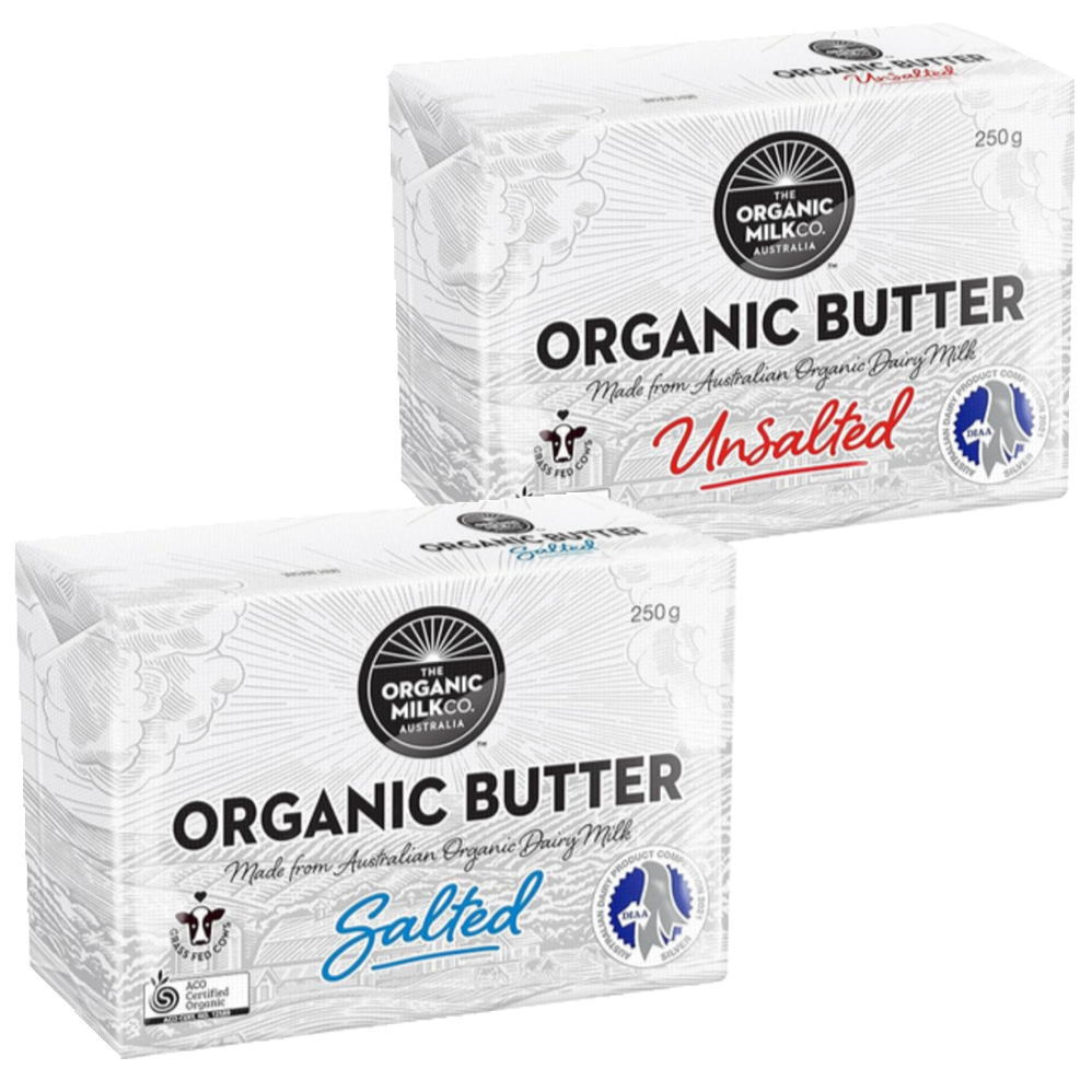 　【送料無料】【直輸入品】グラスフェッド有機バター（食塩不使用・加塩）250gx2　冷蔵