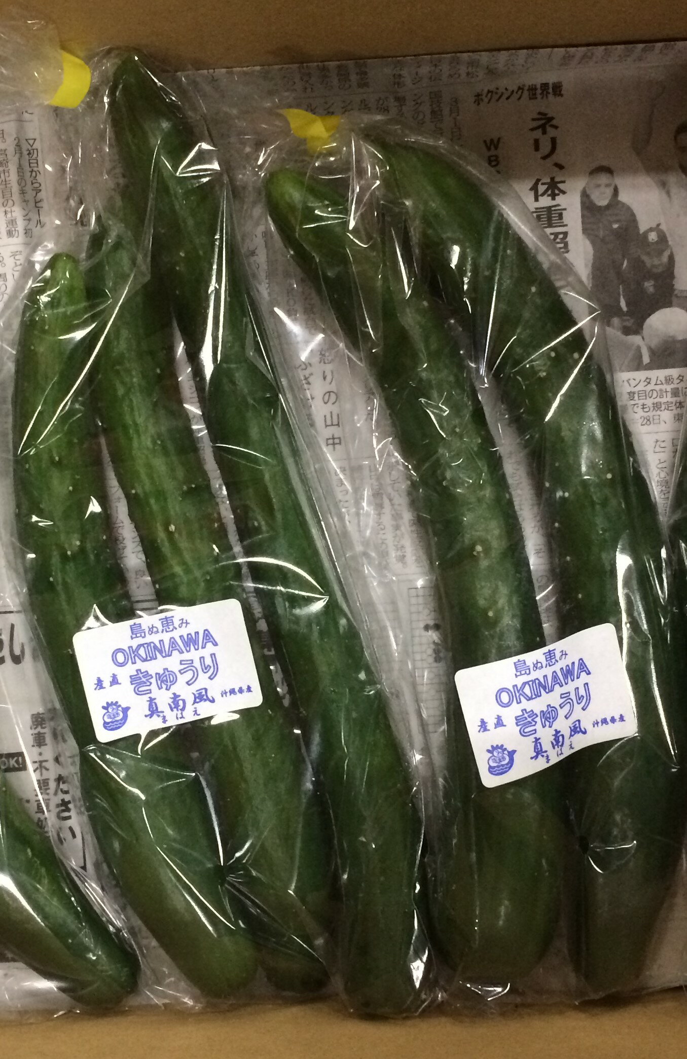 【減農薬】沖縄のきゅうり(2本P)約180gP x2個セット【冷蔵】