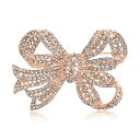 Bling Jewelry ビクトリア朝のヴィンテージスタイルの冬の結婚式の休日の白いきらめきのクリスタルパヴェブライダルファッション大きなステートメントフィリグリーリボンボウマフラーブローチピン女性のためのローズメッキ