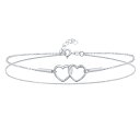 Bling Jewelry ロマンチックな 2 で 1 セット連動オープン ハート ダブル チェーン Anklet Ankle ブレスレット女性ティーン .92...