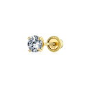 Bling Jewelry ミニマリスト。0.25CTタイニーシンプルなラウンドキュービックジルコニアソリティアCZスタッドカートリッジ1ピースイヤーローブピアス女性用男性用ティーンリアル14Kゴールド3MM