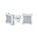 Bling Jewelry メンズ スクエア シェイプ キュービックジルコニア マイクロパヴェ CZ カイト スタッド ピアス レディース メンズ用 .925 ...