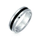 Bling Jewelry ブラックシルバー ツートーン ストライプ カップルズ チタン ウェディングバンドリング メンズ レディース コンフォートフィット 6...