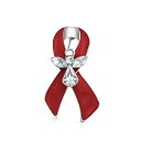 Bling Jewelry 啓発のための赤いリボン アルコール、薬物乱用、エイズ、COVID-19心臓病や消防士とファーストレスポンダーガーディアンエンジェルクリスタルブローチラペルピン女性用エナメルシルバーメッキ