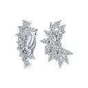 Bling Jewelry エレガントなクラシック ブライダル涙形耳クローラー クラスター キュービックジルコニア AAA CZ リーフ クリップ イヤリング女性の結婚式プロム正式党シルバー メッキのため