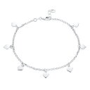 Bling Jewelry ロマンチックな愛マルチぶらぶら 7 ハーツ チャーム足首ブレスレット女性 .925 スターリング シルバー可変 9 10 インチ エクステンダーと
