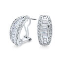 Bling Jewelry アールデコスタイル ブライダル ステートメント AAA CZ ハーフフープ バゲット イヤリング 女性用 結婚式 プロム ホリデー フォーマル パーティー ピアス用 安定オメガバッククリップ ピアス シルバーメッキ