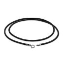 Bling Jewelry 「男性、女性、ティーンのためのユニセックスの本物のスムースな黒いレザーコードネックレス。.925スターリングシルバーの留め具付き、16インチ」
