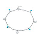 Bling Jewelry 「ナウティカルマルチチャームターコイズクラムシーシェルダングルアンクレット女性用.925スターリングシルバー9-10インチ調節可能」