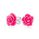 Bling Jewelry 「ロマンチックで繊細な花柄の3D彫刻のピンクのバラの花のスタッドピアス、女性やティーンエイジャー、母親向け、シルバープレート」