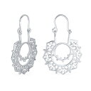 Bling Jewelry ボホレトロフィリグリーバリトライバルマンダラスンスクリットサークル形フープイヤリング女性ティーン用 .925 スターリングシルバー Uロックワイヤークロージャー