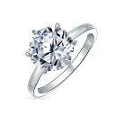 Bling Jewelry カスタマイズ可能なクラシックキュービックジルコニア3CT AAA CZ 6プロングセッティングラウンドブリリアントカットプロミスソリティアエンゲージメントリング女性用 .925 スターリングシルバーローズ14Kイエローゴールドメッキ