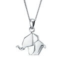 Bling Jewelry 女性やティーンエイジャー向けの3D幾何学的な折り紙ジュエリーの動物の象のペンダントネックレス。925スターリングシルバー(4)