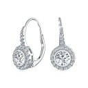 Bling Jewelry 「クラシックなブライダルアートデコスタイルのCZハローサークルサークレットロゼットソリティアドロップイヤリング、AAAキュービックジルコニア、女性用、.925スターリングシルバー」