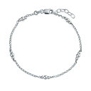 Bling Jewelry 「ラウンドボールビーズステーションチェーンアンクレットホットワイフアンクルブレスレット女性ティーンズ.925スターリングシルバーアジャスタブル9~10インチエクステンダー付き」
