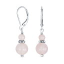 Bling Jewelry 宝石の天然淡いピンクのローズクォーツ ボーホー バリ ミルグレイン エッジ ビーズ ロンデル セパレーター ダブル ボール ラウンド ドロップ ダングル ピアス女性ティーン .925 スターリング シルバーのレバーをバックアップします。