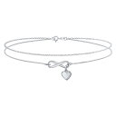 Bling Jewelry ロマンチックなフィギュアエイトの愛の結び目とハート 2 で 1 レイヤー セット インフィニティ チャーム Anklet リンク足首ブレスレット ダブル チェーン女性 .925 スターリング シルバーの 9 インチ