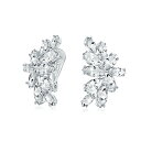 Bling Jewelry エレガントなクラシック ブライダル マーキス カット リーフ クラスター AAA キュービックジルコニア CZ リーフ クリップ イヤリング女性の結婚式プロム フォーマルなパーティー シルバー メッキ