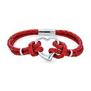 Bling Jewelry 女性用赤い編み込みオープンハート細編みコードマルチストランドレザーブレスレット彼女用シルバートーンスチール