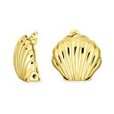 Bling Jewelry 女性用非ピアス耳用彫刻された貝殻形の航海クリップオンイヤリング 14K金メッキスターリングシルバー合金クリップ(4)