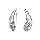 Bling Jewelry トレンディなクローラースピリチュアルフェザーガーディアンエンジェルウィングイヤーピンクライマーズイヤリング女性用キュービックジルコニアパヴェCZ .925スターリングシルバー