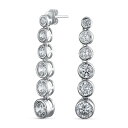 Bling Jewelry エレガントなブライダル スターリングシルバー AAA CZ リニアドロップイヤリング ジオメトリックバブルデザイン 女性用 ウェディング、プロム キュービックジルコニア ベゼルセット ラウンドシェイプ。